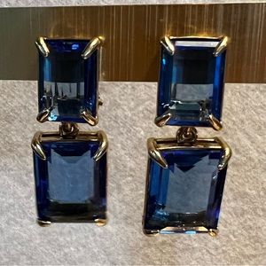 Heidi Daus Omega 🆕 Crystal Blue Deco dangle earrings